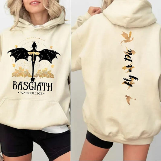 Basgiath War College 2 Sides Sweatshirt, Xaden Riorson, Fourth Wing, Dragon Rider, Violet Sorrengail, Fourth Wing Shirts, Bookish Sweater Pullover Tee