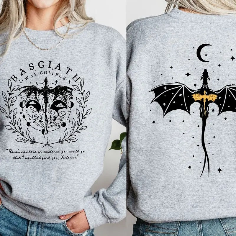 Basgiath War College Double-Sided Sweatshirt, Fourth Wing Riders & "Fly or Die" Design, Violet Sorrengail Bookish Hoodie  T-shirt, sweater and Hoodie