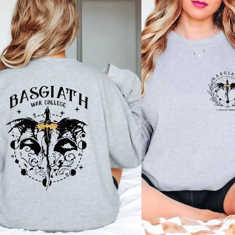 Basgiath War College Double-Sided Sweatshirt, Fourth Wing Riders & Dragon Rider Design, Violet Sorrengail Bookish Hoodie,The Empyrean Series  T-shirt, sweater and Hoodie