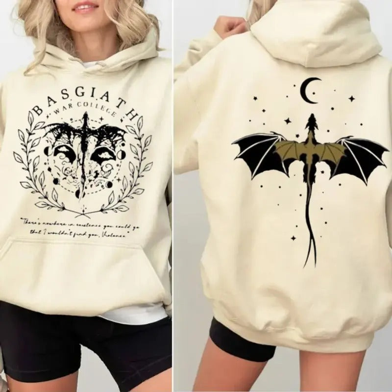 Basgiath War College Double Sided Sweatshirt, Violet Sorrengail Bookish Shirt, Fourth Wing Shirt, Bookish Dragon Rider Hoodie, Book Lover T Shirt, Bookish, Booktok, Unisex Sweater Pullover Tee
