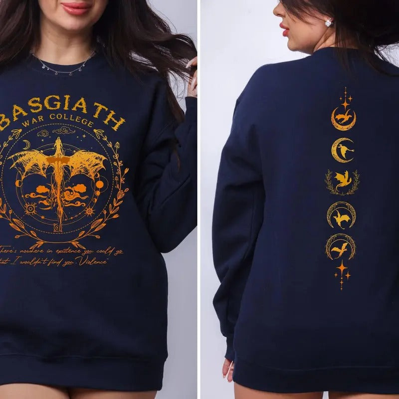 Basgiath War College Sweatshirt, Fourth Wing Double-Sided Hoodie, Dragon Rider Sweater, Riders Quadrant, Rebecca Yoros, Bookish Shirt
