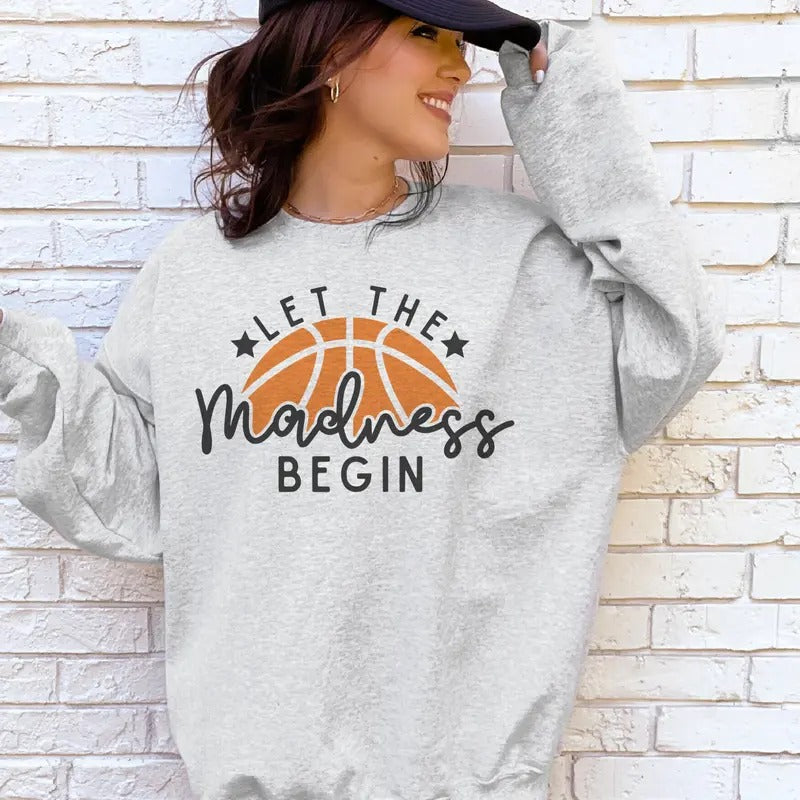 Basketball Madness Sweatshirt Basketball Pullover Sports Basketball Hoodie Sports Madness Pullover Womens Sports Top Casual Clothing