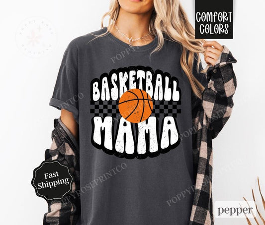 Basketball Mama Shirt Comfort Colors, Retro Gameday Tshirt, Womens Basketball Tee, Womenswear Oversized Crewneck