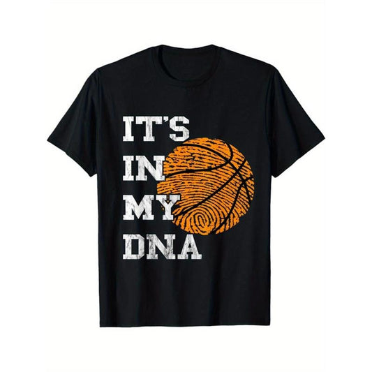 Basketball Printed, Men's Cotton T-shirt, Casual Short Sleeve Round Neck Tee, Soft Comfortable Basketball Players Top, Sports Lover T-Shirt made in usastyle{n002}11