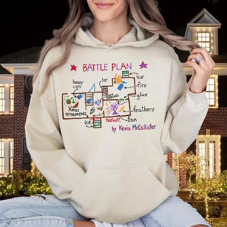 Battle Plan Christmas Hoodie, Funny Battle Plan Map Shirt,Home A-lone Sweatshirt,90s Christmas Movie Sweater,Funny Christmas Sweatshirt,Christmas Gift Idea, Merry Christmas Shirt, Christmas Season