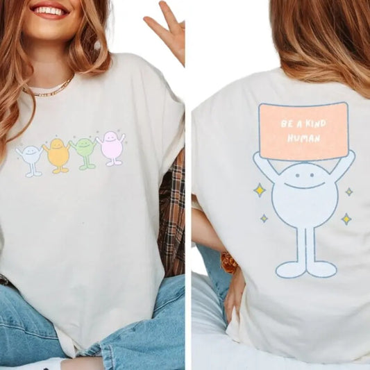 Be A Kind Human T-Shirt Humanity Be Kind Peace Happy Era Tee Compassion T-shirt, Retro Vintage Vibes Love Change the World, vintage 90s graphic tees, gift For Him, gift For Her Top Menswear Womenswear Underwear Streetwear Tshirt Lady Summer