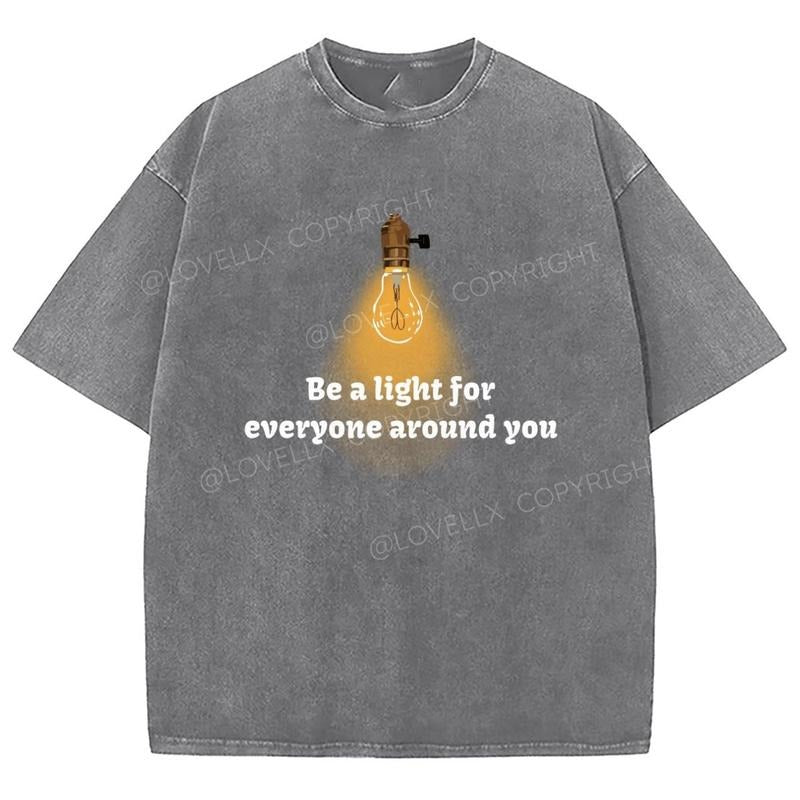 Be A Light Unixes Washed T-Shirt, Christian Jesus  Tshirts, Vintage 90s Graphic Tee Gift Cotton Top Womenswear Bottom