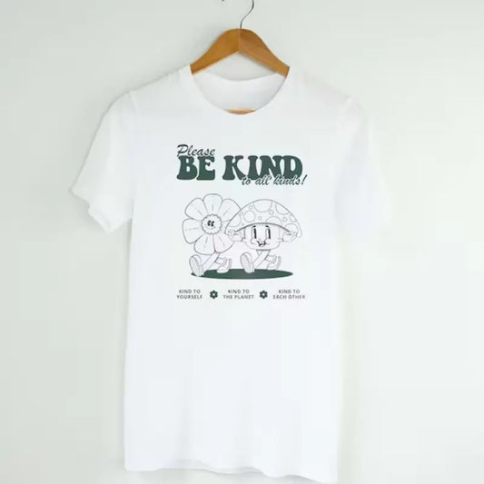 Be Kind To All Kinds Mushroom Shirt Cottagecore Clothing Mental Health Shirt, Goblincore Tee Aesthetic Graphic Tee, Granola Girl Shirt Gift, vintage 90s graphic tees, gift For Him, gift For Her Top Menswear Womenswear Streetwear Lady Streetwear