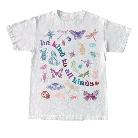 Be Kind To All Kinds Retro Graphic T Shirt, 90s Butterly Shirt, Nostalgia Love Spread Tee, love bugs, Cute Unisex Graphic Shirt, Mom Gift Top Menswear