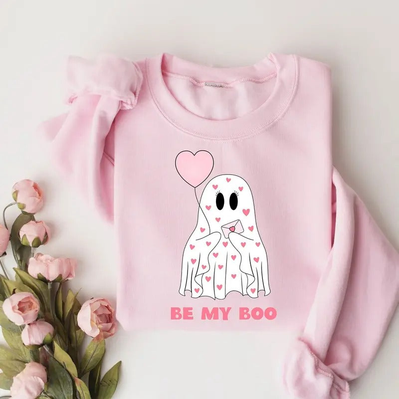 Be My Boo Sweatshirt, Valentines Day Sweatshirt, Valentines Ghost Sweatshirt, Cute Ghost Sweater, Valentines Gift, Spooky Valentine Crewneck, Valentines Boo Shirt, Funny Valentine Gift, Religious Couples Sweatshirt, Hodie and Sweater, T-Shirt