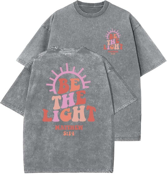 Be The Light Unisex Washed T-Shirt, Christian t shirts, Vintage 90s Graphic Tee, Gift Top Womenswear Cotton Mineral Colorstyle{n002}3