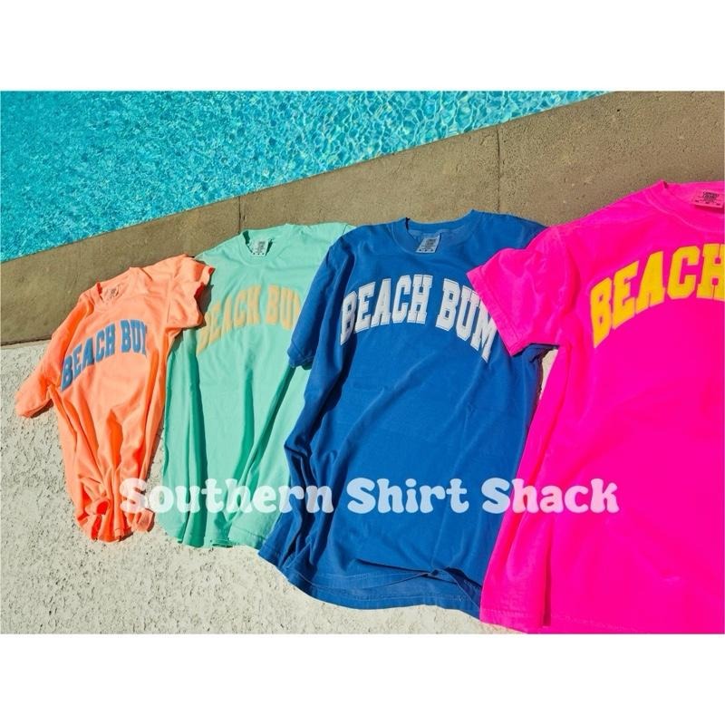 Beach Bum puff print Comfort Colors Tee | summer comfort colors t shirt | Beach T shirt | puff print graphic tee