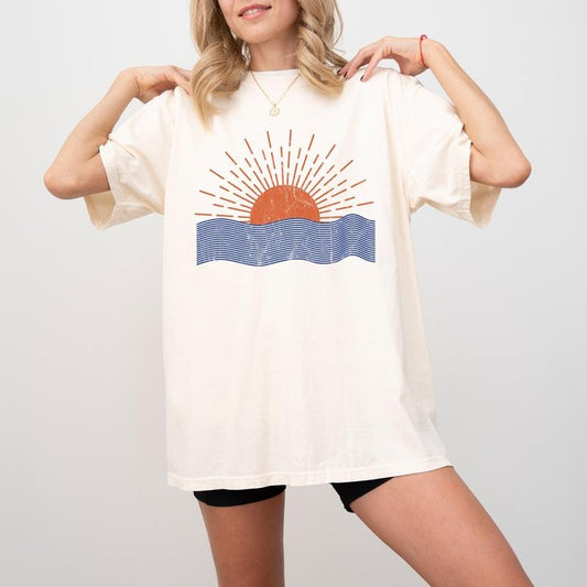 Beach Waves, Sunset, Summer Vibes, Vacation, Mykonos, Hot Girl Summer, Tshirt, Women's Comfort Color Tee, Tshirt