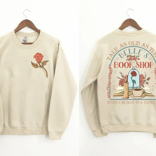 Beauty & The Beast Stained Glass Rose Graphic Retro Shirt, Belle Book Shop, Belle Beast Tee, WDW Magic Kingdom Family Vacation Holiday Gift