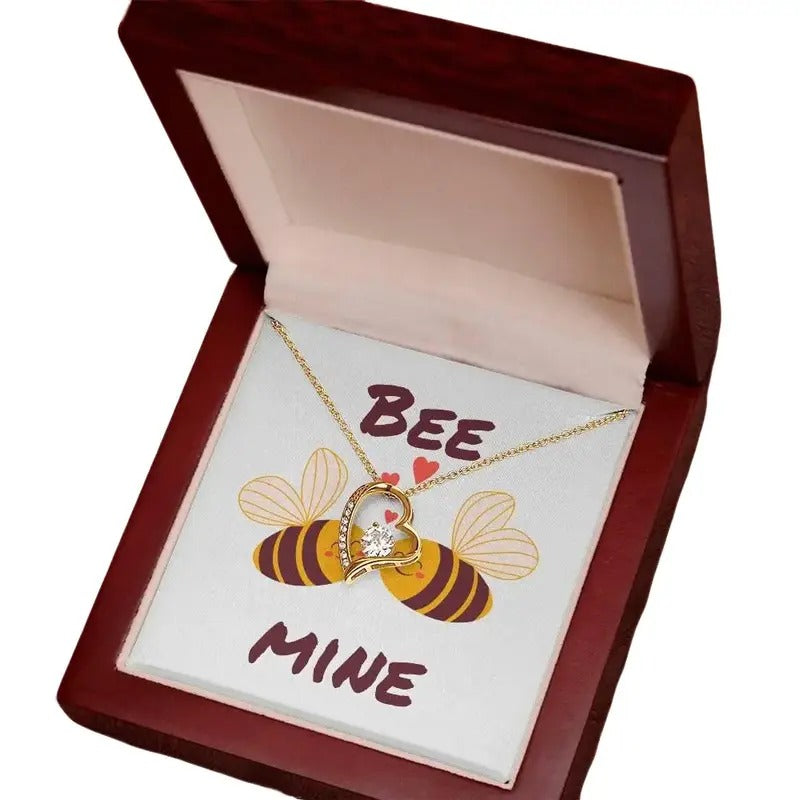 Bee Mine Necklace, Romantic Valentines Day Necklace, Valentine's Gift, Be My Valentine, Love Necklace With Message Card, Gift For Soulmate, Necklace With Gift Box, Valentine Gifts, Jewelry Box, Gifts For Valentines Day