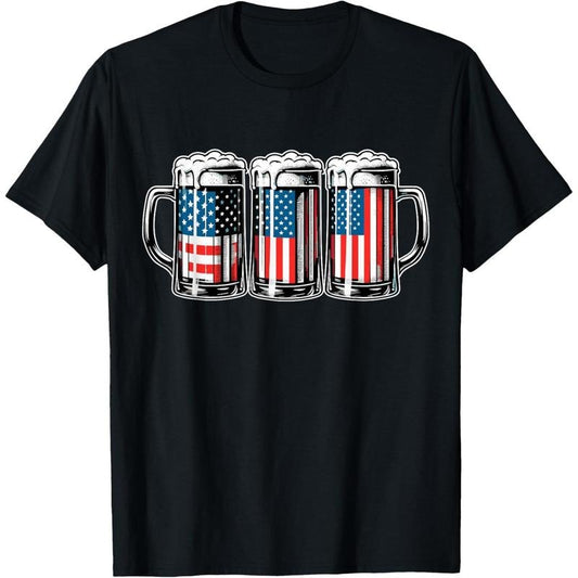 Beer American Flag 4th of July Men Merica Drinking USA T-Shirt  made in us
