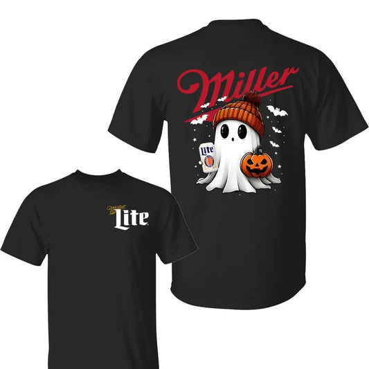 Beer Ghost Cute Pumpkin Halloween Shirt, Beer Tshirt, Unisex Classic Cotton Tee with 2 Sided Graphic Print in All Sizes, For Women, For Men
