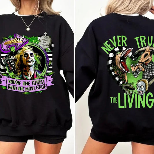 Beetlejuice Movie Sweatshirt, Beetlejuice Shirt, Beetlejuice Tees, Horror Halloween Shirt , Horror Movie Sweatshirt, Halloween Sweatshirt, Halloween Shirt, Unisex Classic Cotton Tee with 2 Sided Graphic Print in All Sizes, For Men, For Women