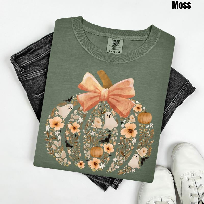 Beige Pumpkin Scene Comfort Colors T-Shirt 'NLB'