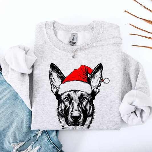 Belgian Malinois, Santa, Dog, Christmas, Dog Lover, Pet Sweatshirt, Crew Neck, Women's, Crewneck