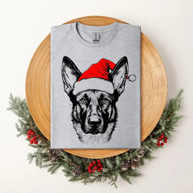 Belgian Malinois, Santa, Dog, Christmas, Dog Lover, Pet T-Shirt, Soft Style Tee, Women's Graphic Tshirt