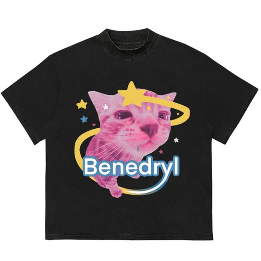Benadryl Sleepy Cat T-Shirt Customizable Vintage Tee for Fans Retro Vintage