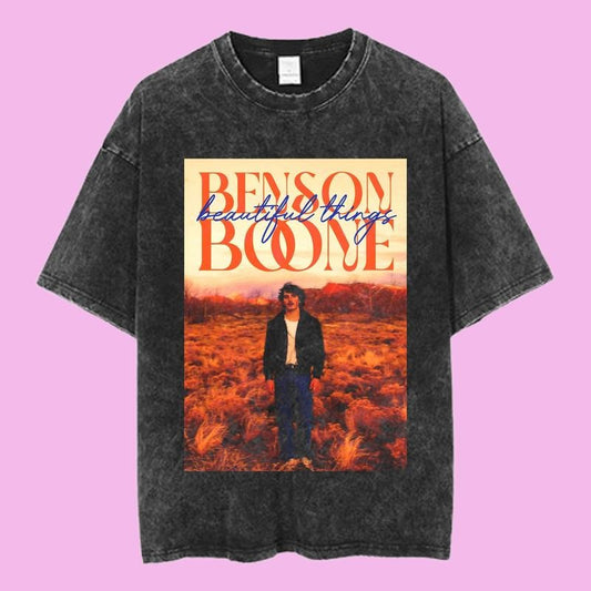 Benson Boone Beautiful Things Graphic Tee, Sunset Album Cover Aesthetic T-Shirt, Indie Pop Artist Shirt, Unisex Menswear Womenswear Top, Retro Concert Merch