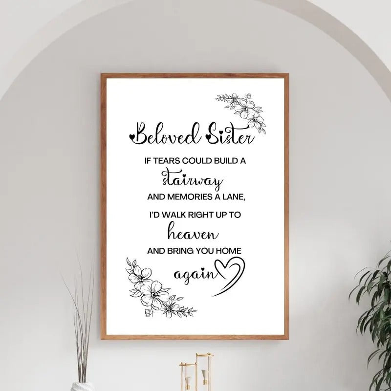 Bereavement Gifts, Memorial Poster Prints, Sister Remembrance Print, Grieving The Loss Of A Sister, Loss Of Sister Quote, In Loving Memory Of Sister, Gifts For Loss Of Loved One, Condolence Gifts For Anniversary Landscape Photo Ornaments Decoration