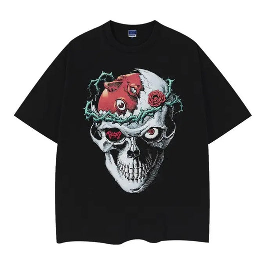 Berserk "Behelit Skull" Heavyweight Vintage Tee 100% Cotton Oversized Anime T-shirt Original Design with DTG Printing Menswear Top men gifts Black Casual Streetwear Crewneck Tshirt Tropical Shortsleeve Baggy