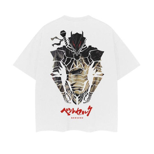 Berserk "Berserker Armor" Heavyweight Vintage Tee 100% Cotton OVERSIZED Anime T-shirt Menswear Top printed shirts t-shirts Casual Streetwear White Baggy Crewneck Crew Necks Tshirt Tropical