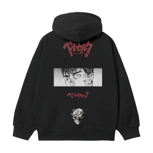 Berserk "Brand" Heavyweight Vintage Hoodie Cotton Blend Classic Anime Sweatshirt Menswear Tops Pullover Long Sleeve Casual Oversize Black Oversized Fathersdaygift Baggy Biker Crewneck