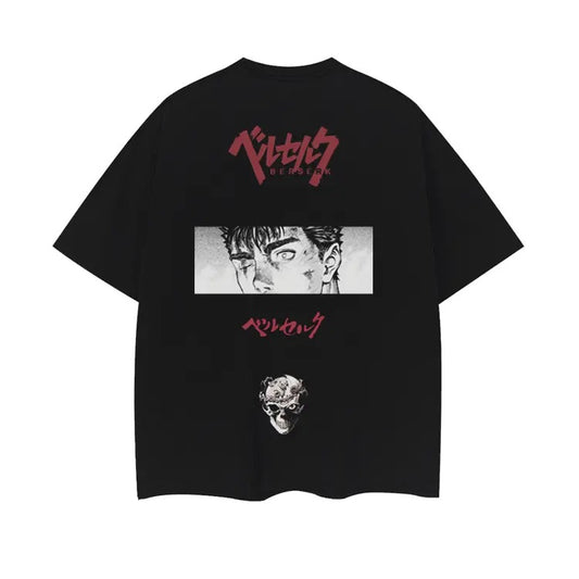 Berserk "Brand" Heavyweight Vintage Tee 100% Cotton OVERSIZED Anime T-shirt Menswear Top Crew Necks Tshirt Casual Streetwear Black Crewneck Tropical Shortsleeve