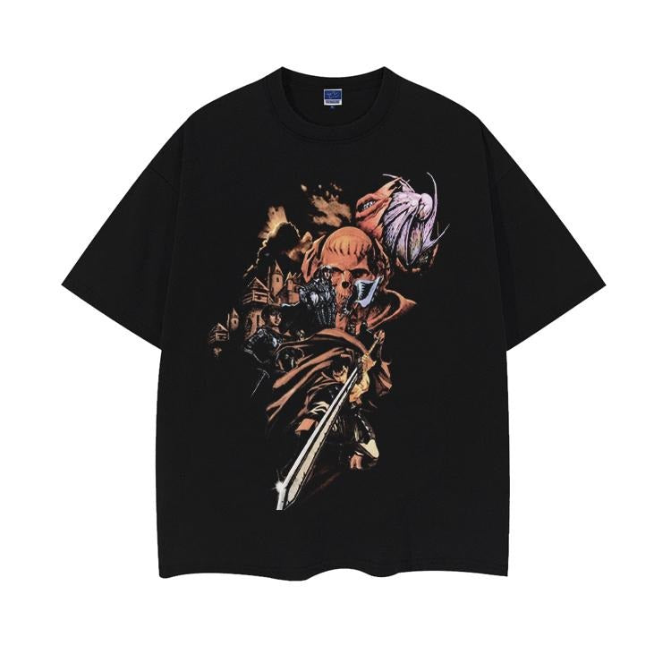 Berserk "Fate" Heavyweight Vintage Tee 100% Cotton OVERSIZED Anime T-shirt Menswear Top vintage tops cotton tops Casual Streetwear Black Baggy Crew Neck Classic