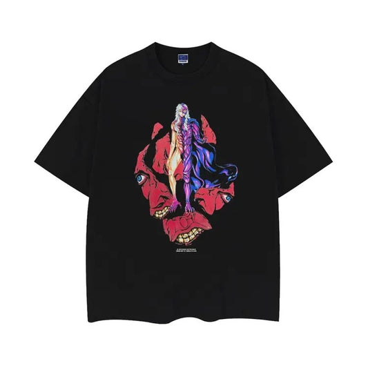 Berserk "Griffith Rebirth" Heavyweight Vintage Tee 100% Cotton OVERSIZED Anime T-shirt streetwear vintage t-shirts Crew Necks Menswear Top Casual Black Baggy Crewneck Tshirt Tropical Shortsleeve