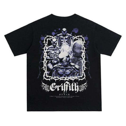 Berserk "Griffiths" Vintage Oversized Tee Anime T-shirt 100% Cotton Original Design Men's Top Streetwear Casual Menswear Tshirtstyle{n002}2