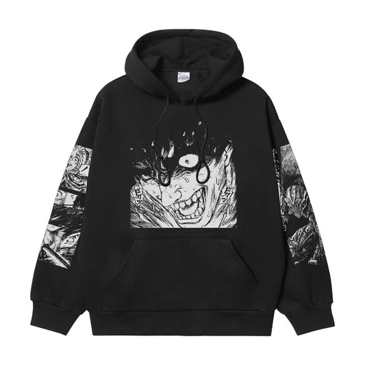 Berserk "Guts' Fury" Heavyweight Vintage Hoodie Cotton Blend Classic Anime Sweatshirt Menswear Tops Pullover Long Sleeve