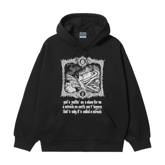 Berserk "Guts" Heavyweight Vintage Hoodie Cotton Blend Classic Anime Sweatshirt Menswear Tops Casual Long Sleeve Black Pullover Biker Baggy