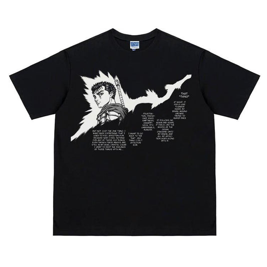 Berserk "Guts' Requiem" Vintage Oversized Tee Anime T-shirt 100% Cotton Original Design Men's Top Streetwear Casual Menswear Tshirt
