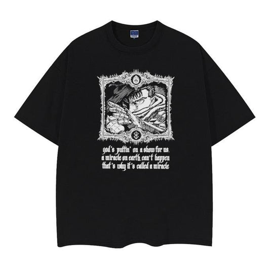 Berserk "Guts" Vintage Oversized Tee Anime T-shirt 100% Cotton Original Design Men's Top Streetwear Casual Crewneck Tshirt Concert Merch Graphic Menswear