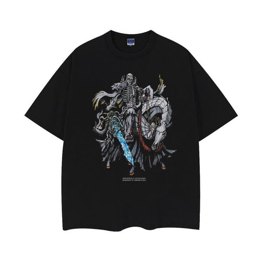 Berserk "Skull Knight" Heavyweight Vintage Tee 100% Cotton OVERSIZED Anime T-shirt Menswear Top Crew Necks Tshirt Casual Streetwear Black Baggy