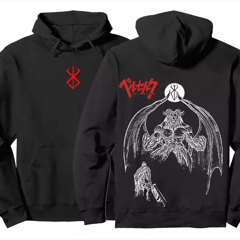 Beserk Gutz x Nosferatu Zodd Face Off Inspired Minimalist Hoodie double-sided