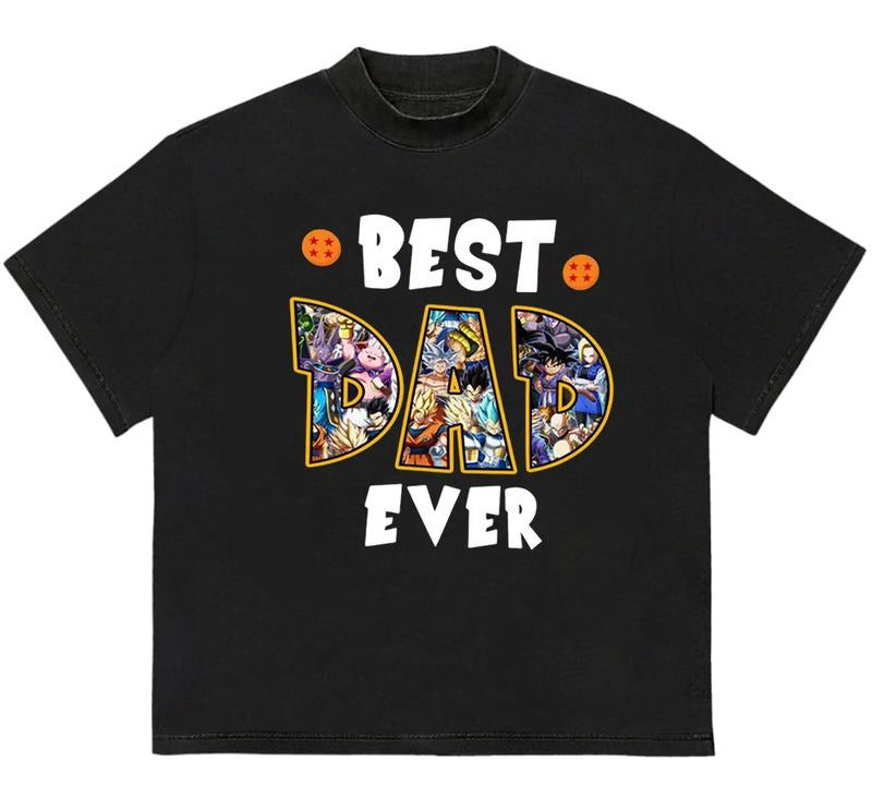 Best Dad Ever Dragonball Z T-Shirt Trendy Graphic T-Shirt with Street Style