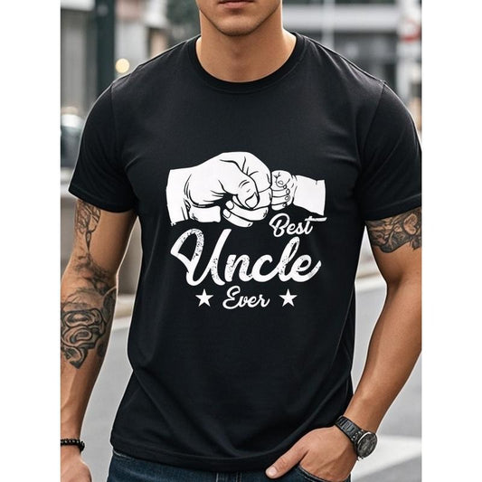 [Best Uncle Ever T-Shirt] 100% Cotton Best Uncle Ever Crew Neck T-Shirt - Soft, Gym-Friendly, Funny Men's Summer Shirt Made in USA