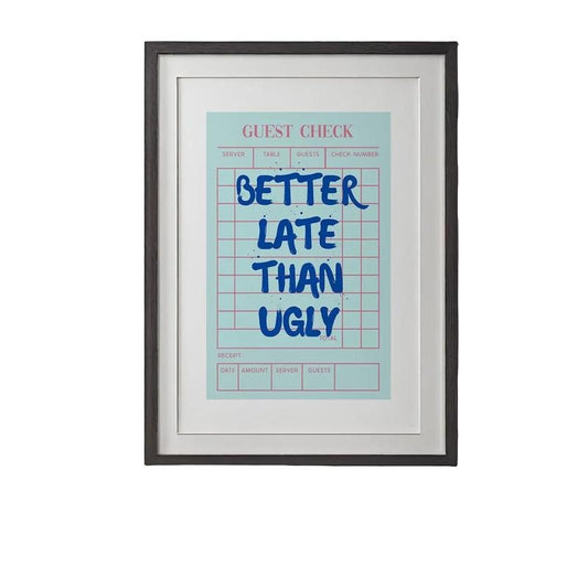 Better Late Than Ugly Trendy Wall Art Print, Trendy Poster Blue Retro College Dorm Decor, Y2k Wall Art, Gifts For Women Bedroom Decor, Poster Prints No Frame, Wall Hanging Decor, Poster For Room, Gifts For Birthday Christmas Landscape Ornaments