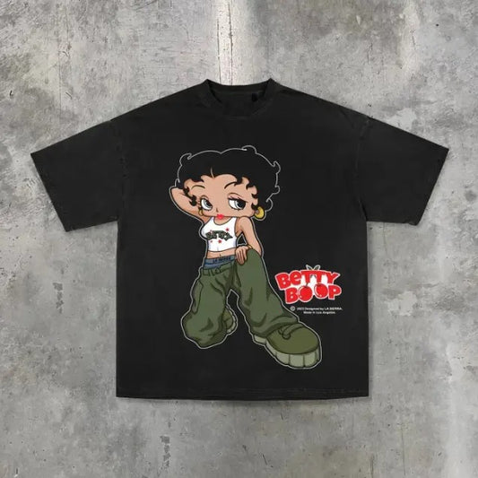 Betty Boop T-Shirt, Vintage Betty Boop Style Tee, Y2k, Hip Hop, Unisex T-Shirt, Gift For Men Women Menswear Top Streetwear