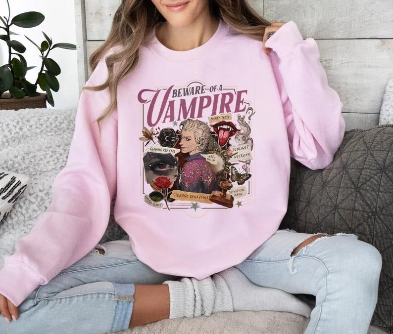Beware Of A Vampire T Shirt Sweatshirt Hoodie, Funny Astarion Game Fan Swearshirt, Astarion Dark Humor BG3 Apparel, High Elf Game