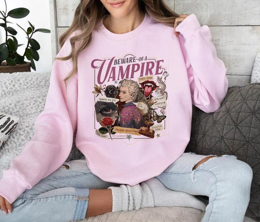 Beware Of A Vampire T Shirt Sweatshirt Hoodie, Funny Astarion Game Fan Swearshirt, Astarion Dark Humor BG3 Apparel, High Elf Game