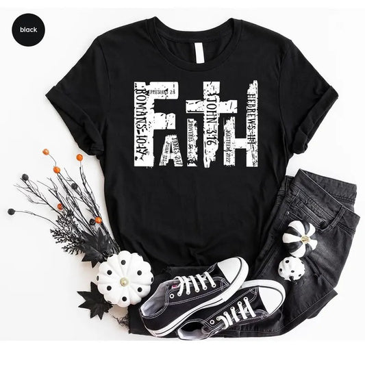 Bible Verse Unisex T-Shirt, Religious Outfit Retro Faith T-Shirt, Christian Cross Genderneutral Adult Graphic Tees Fabric Menswear