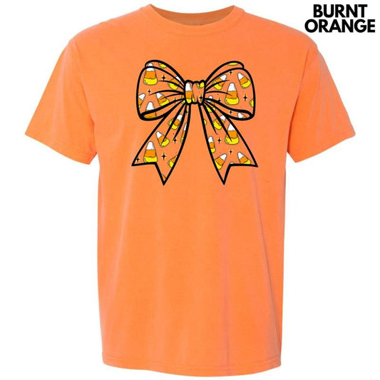 Big Candy Corn Bow Comfort Colors T-Shirt 'NLB'