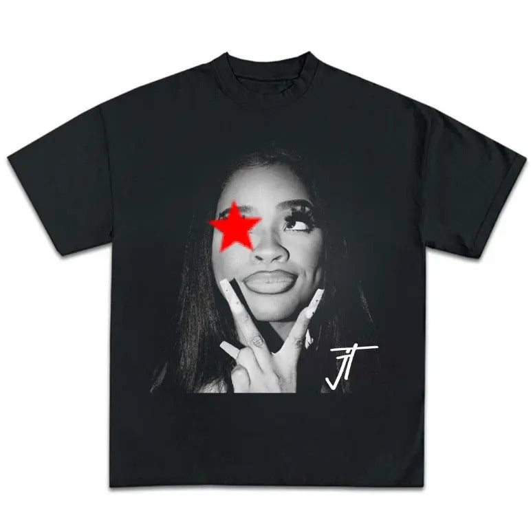 Big Face JT rapper Signature Red Star Graphic Tee